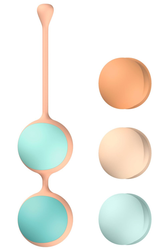 Вагінальні кульки Liebe Kewos — Peach/Mint, 5 кульок у комплекті, 15, 25, 35, 45 та 55 г фото 2