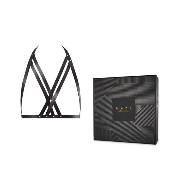 Портупея Bijoux Indiscrets MAZE — Halter Bra Harness Black фото 2