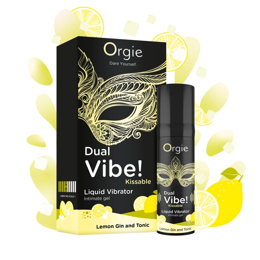 Жидкий вибратор Orgie Dual Vibe! Lemon Gin And Tonic Kissable Liquid Vibrator, 15 мл фото 2