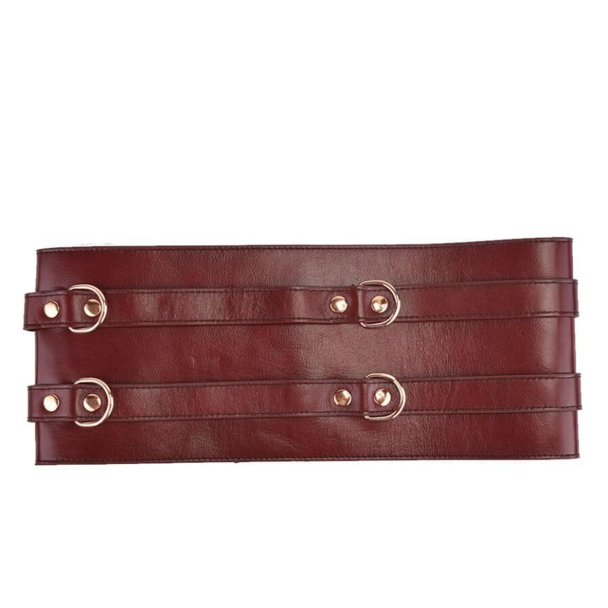 Шкіряний пояс для бондажу Liebe Seele Wine Red Waist Cuff, S Size фото 6