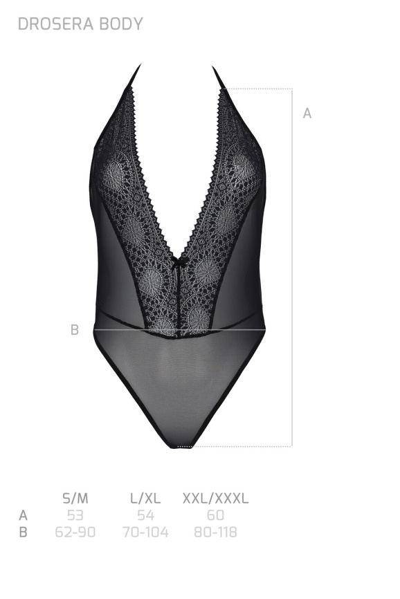 Боді Passion DROSERA BODY black, L/XL, високі вирізи, верх на зав’язках фото 5