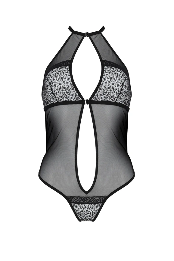 Сетчатое боди с кружевом на груди Passion SATARA BODY L/XL black фото 3