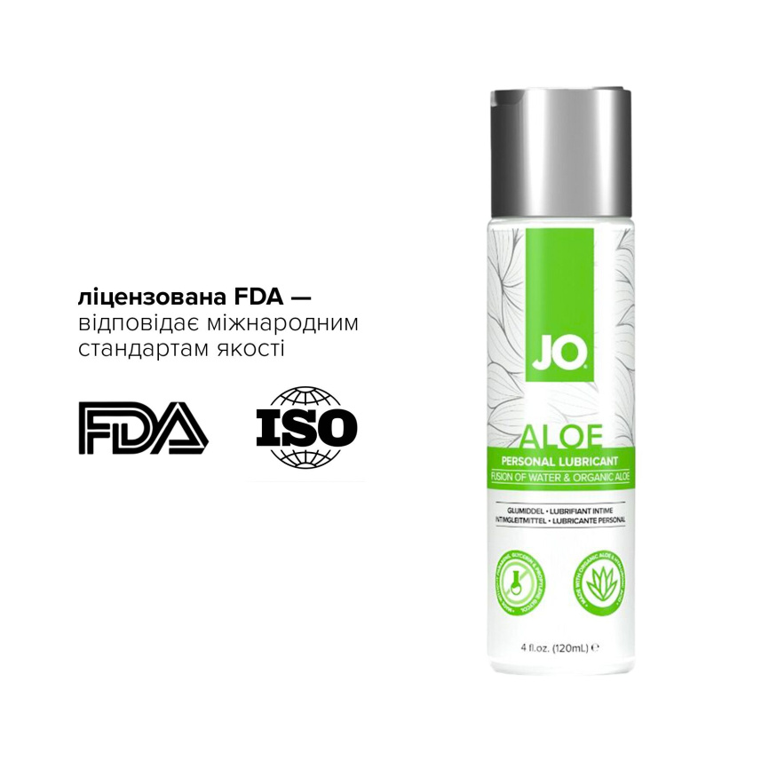 Змазка на водній основі JO H2O Organic Aloe (120 мл), зволожувальний та заспокійливий ефект фото 7