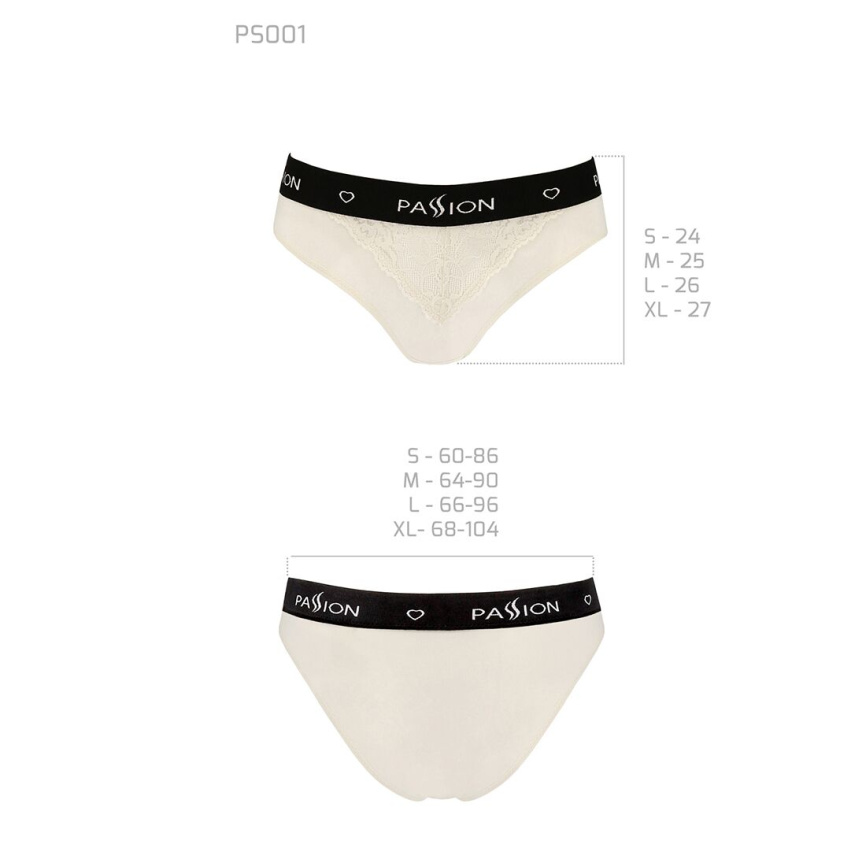 Трусики з широкою гумкою і мереживом Passion PS001 PANTIES L, ecru фото 5