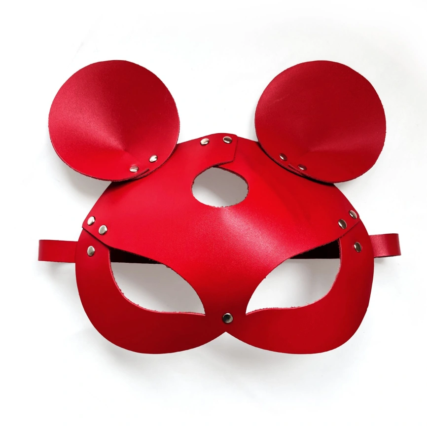 Кожаная маска мышки Art of Sex - Mouse Mask, цвет Красный фото 3