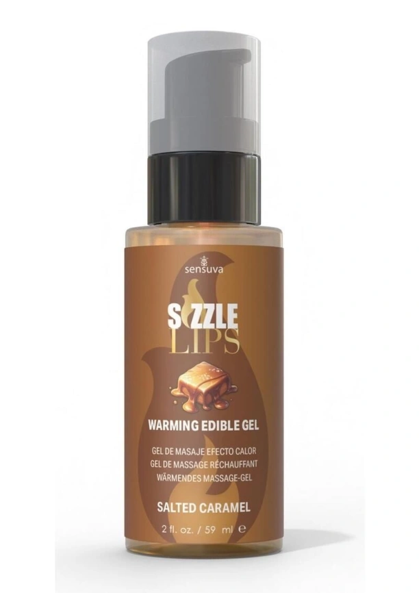 Согревающий массажный гель Sensuva Sizzle Lips Salted Caramel (59 мл), без сахара, съедобный фото 1