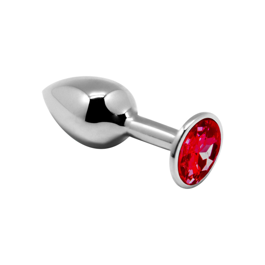 Металева анальна пробка з кристалом Alive Mini Metal Butt Plug Red M фото 1