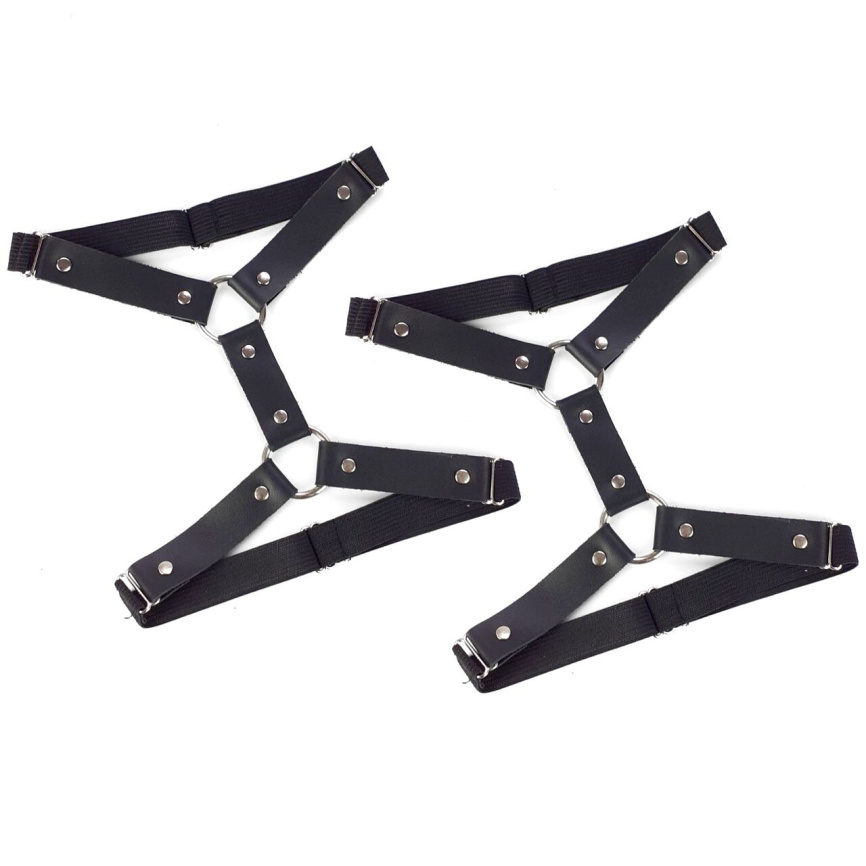 Гартери на ногу із натуральної шкіри Art of Sex - Kristina Leg Garters (2 шт), цвет Чорний фото 4