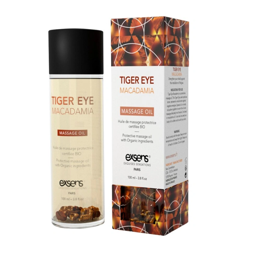 Массажное масло EXSENS Tiger Eye Macadamia (защита с тигровым глазом) 100мл, натуральное фото 6