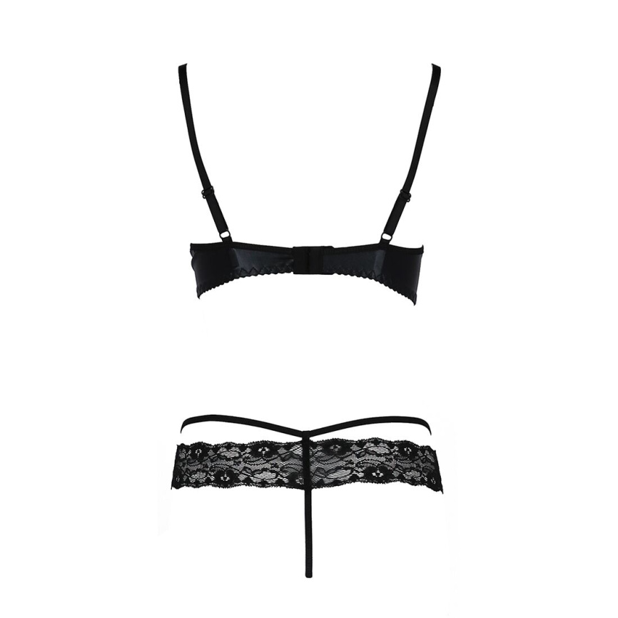 Комплект білизни Passion Exclusive NORTH SET L/XL, black, ліф і трусики з елементами під латекс фото 6