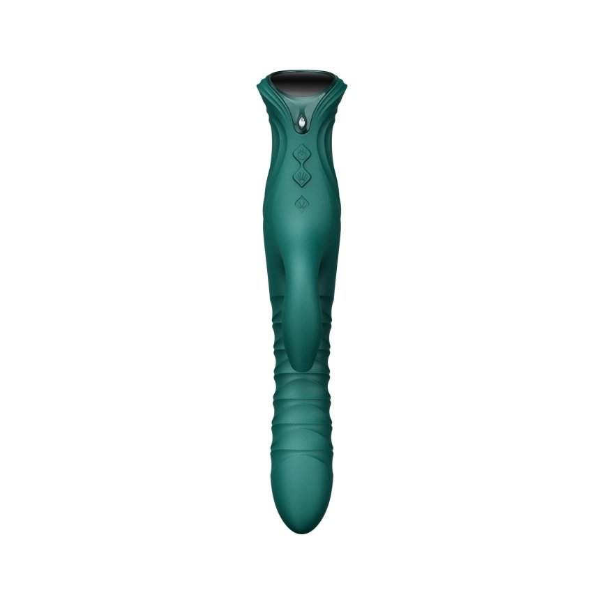 Смарт пульсатор-кролик с вибрацией Zalo Mose 2 Turquoise Green, подогрев до 42°C, кристалл Swarovski фото 5