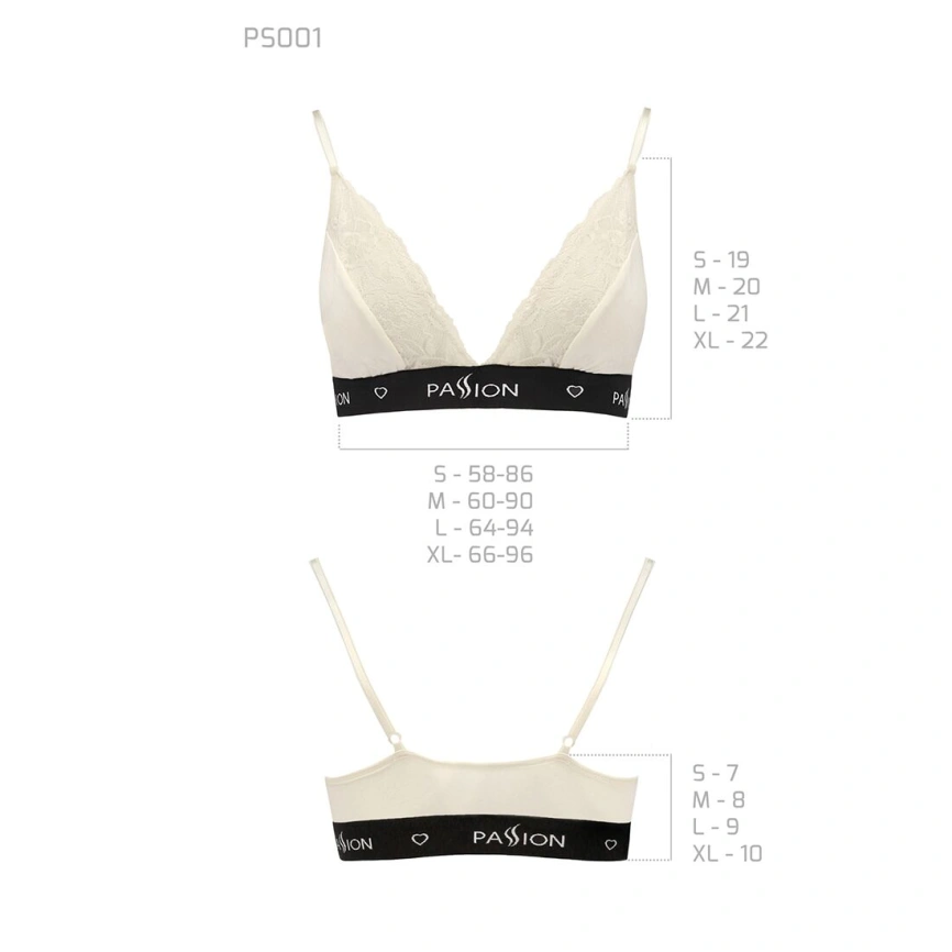 Эластичный топ с кружевом Passion PS001 TOP XL, ecru фото 10