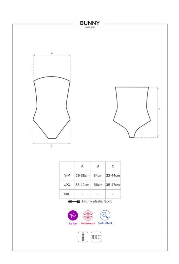 Эротический костюм кролика Obsessive Bunny costume S/M, black, боди, чокер, гартеры, чулки, маска фото 5