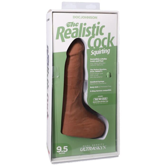 Фалоімітатор, що кінчає Doc Johnson The Realistic Cock ULTRASKYN - Squirting 9,5 Inch Caramel фото 14