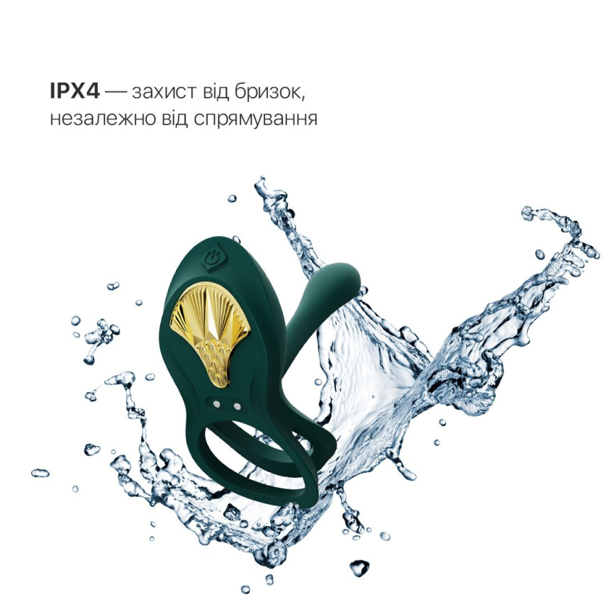 Смарт-ерекційне кільце Zalo -  BAYEK Turquoise Green, подвійне з ввідною частиною, пульт ДК фото 5