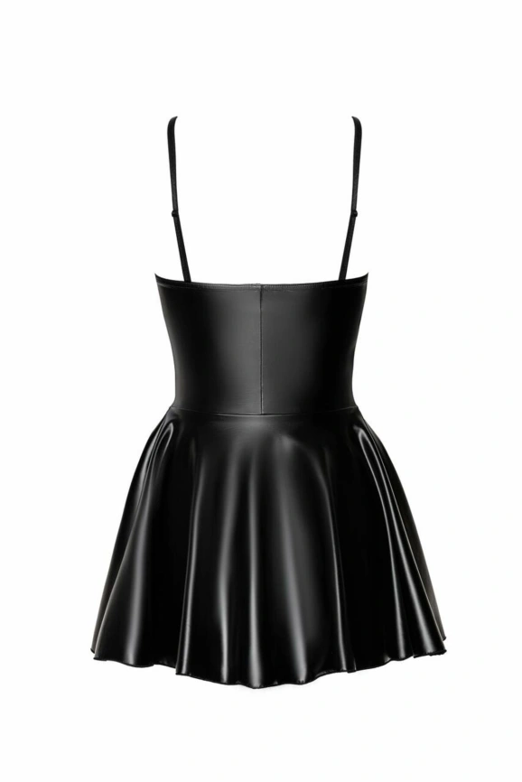 Платье Noir Handmade F308 Dreamer, M, мини, под латекс, открытые плечи, юбка клеш, молния спереди фото 6