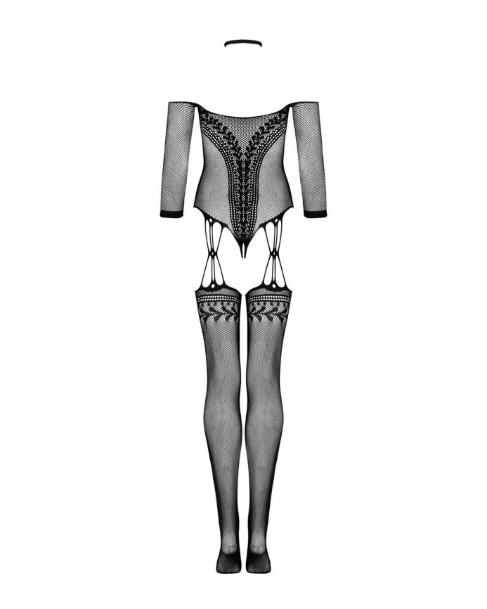 Нейлоновий бодістокінг з імітацією панчіх Obsessive Bodystocking G333 S/M/L, black, з доступом фото 4