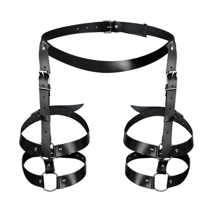 Кожаные гартеры Art of Sex - Melani Leather garters, Черные XS-M фото 1
