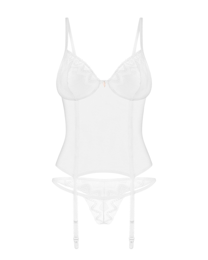 Корсет Obsessive Alissium corset&thong, M/L гнучкі кісточки, відкрита спина, стрінги в комплекті фото 6
