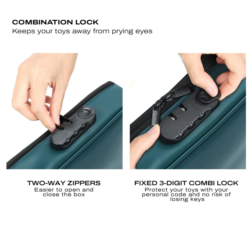 Кейс для игрушек Dorcel DISCREET BOX LUXURY GREEN, кодовый замок, 27×16×7,62 см фото 5