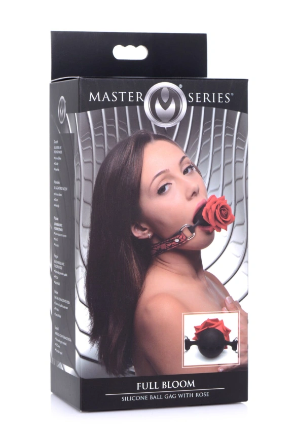 Кляп с розой Master Series: Eye-Catching Ball Gag With Rose, черно-красный фото 8