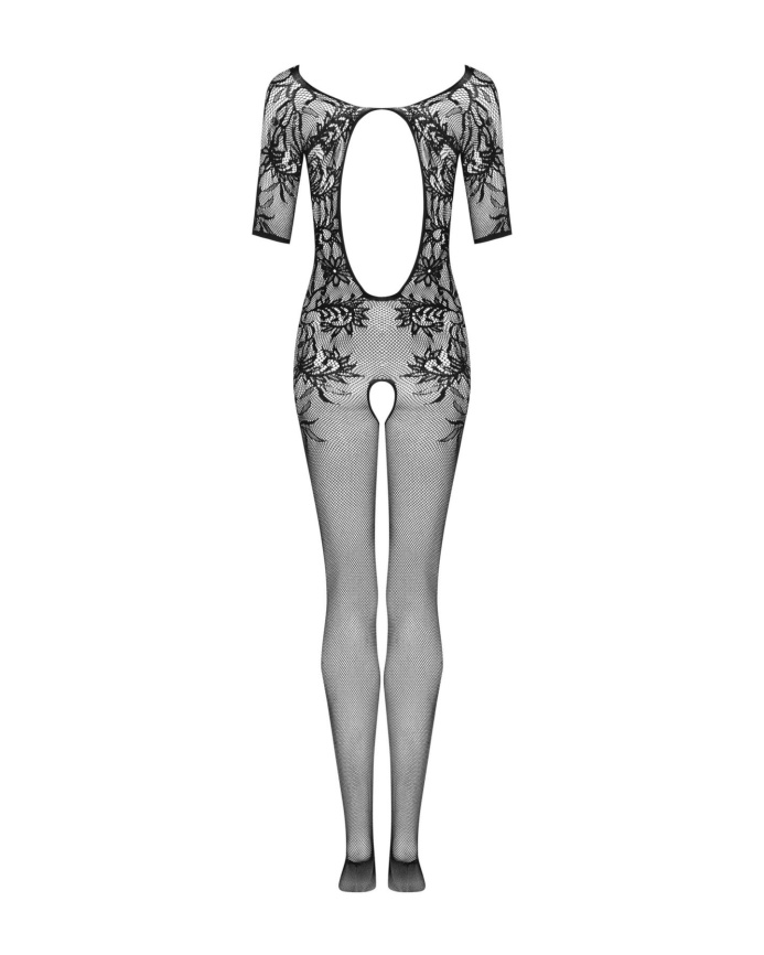 Сітчастий бодістокінг з квітковим малюнком Obsessive Bodystocking F238 S/M/L, black, з доступом, імі фото 4