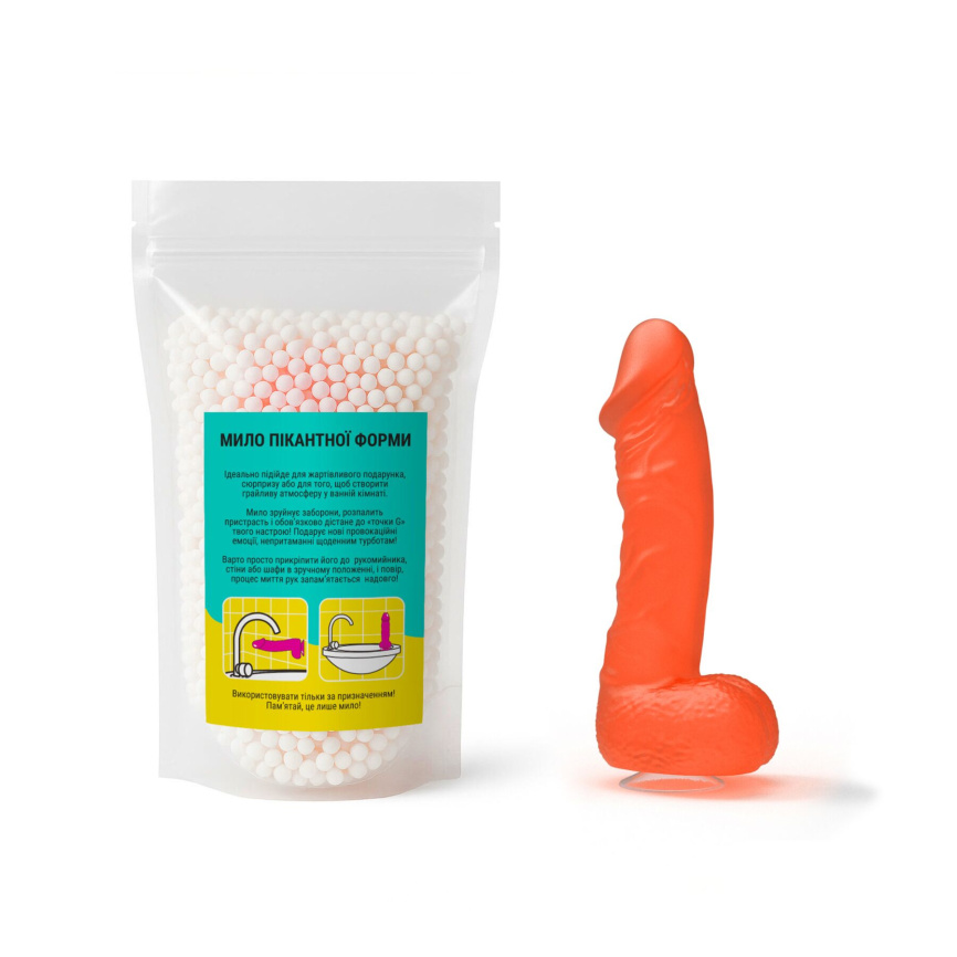 Мило у формі пеніса Чистий Кайф LARGE Orange, крафтове мило-член, натуральне фото 4