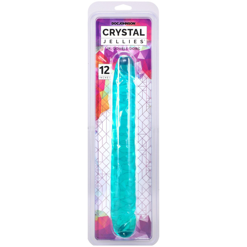 Фалоімітатор двосторонній Doc Johnson Crystal Jellies 12" Jr. Double Dong Teal фото 2