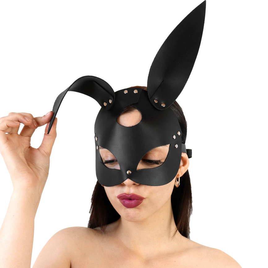 Шкіряна маска Зайчика Art of Sex - Bunny mask, колір Чорний фото 1