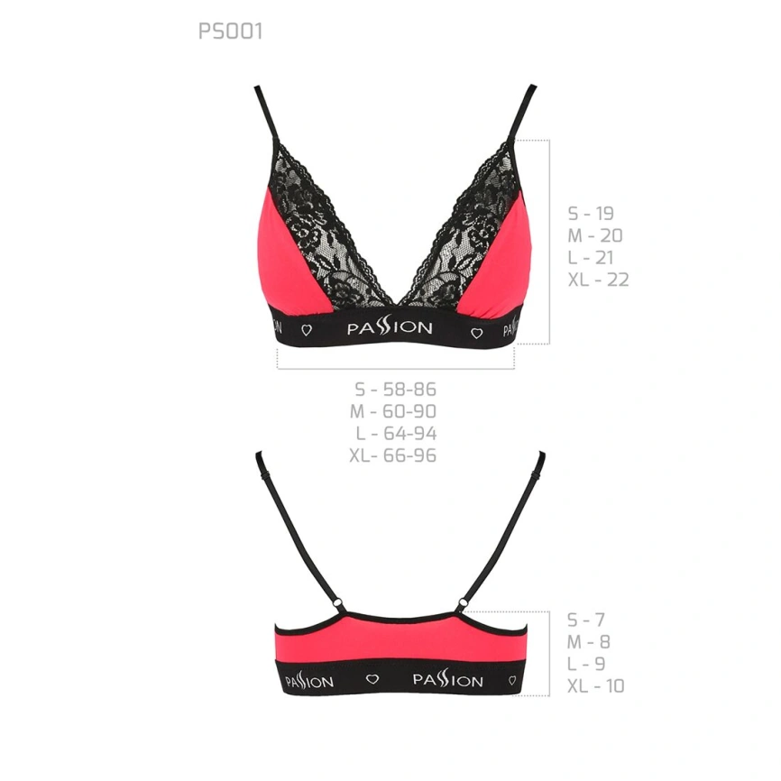 Эластичный топ с кружевом Passion PS001 TOP M, red-black фото 10