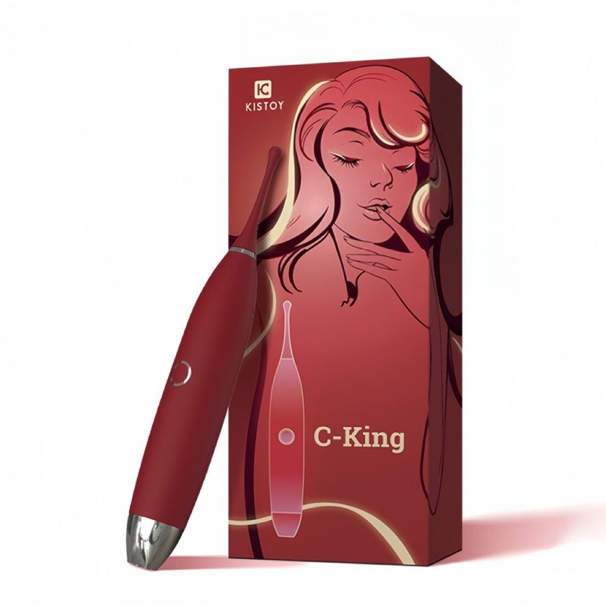 Кліторальний вібратор KISTOY C-King Red, з двома дод. насадками, потужна прицільна стимуляція фото 10