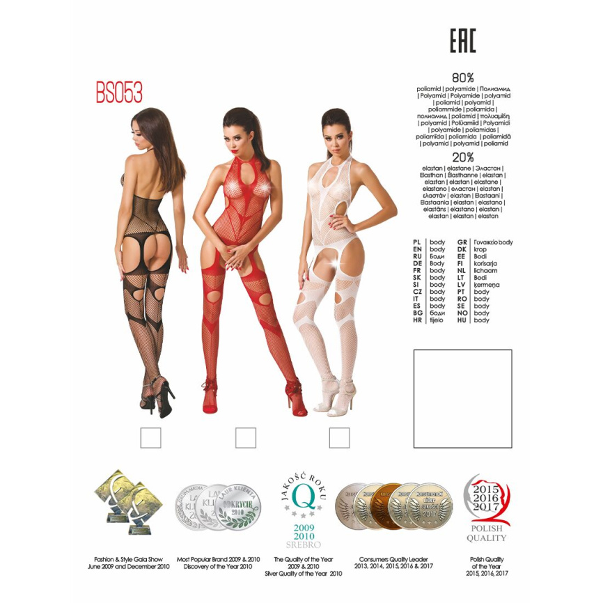 Бодістокінг Passion BS053 white, комбінезон, імітація панчох і пояса фото 5