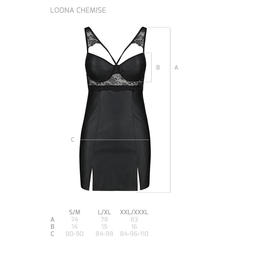 Бебі-дол з еко-шкіри та мережива Passion LOONA CHEMISE XXL/XXXL, black фото 7