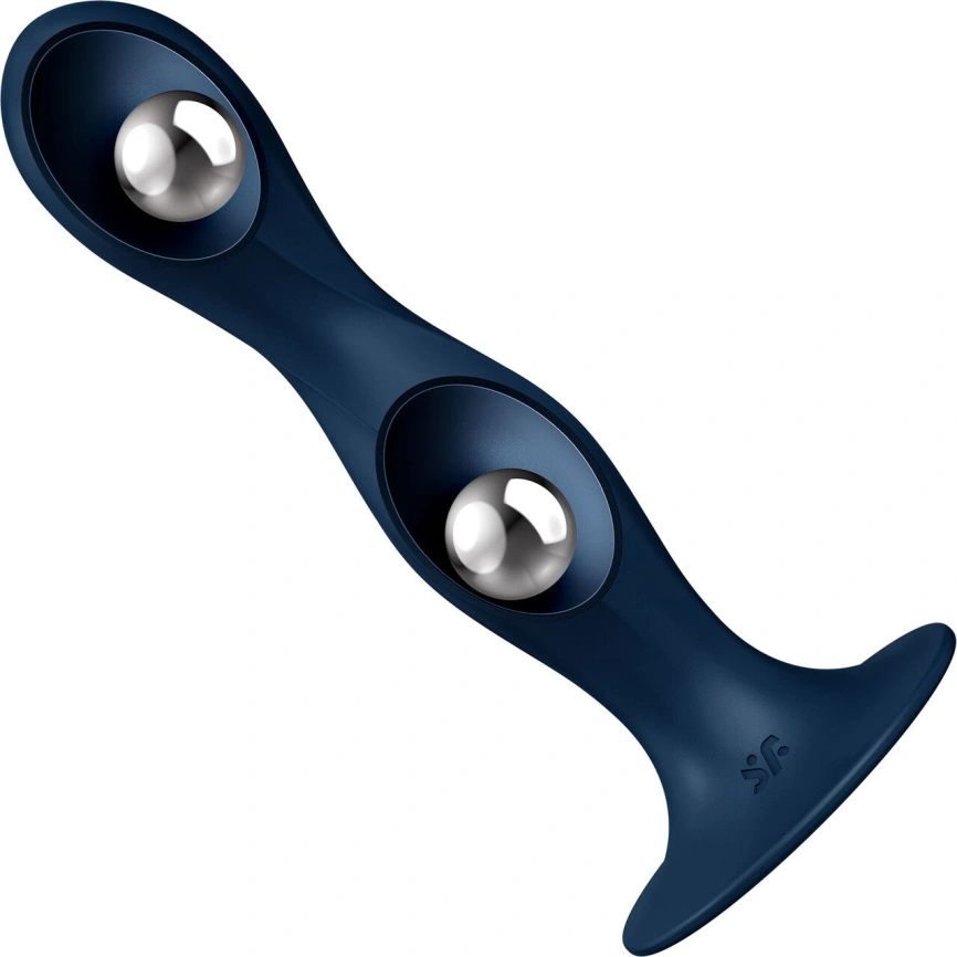 Дилдо Satisfyer Double Ball-R Dark Blue, унисекс, подвижные шарики внутри, на присоске фото 3
