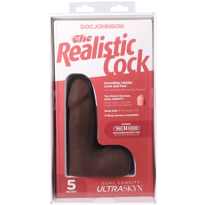 Фаллоимитатор Doc Johnson The Realistic Cock ULTRASKYN - 5 Inch with Balls Chocolate фото 10