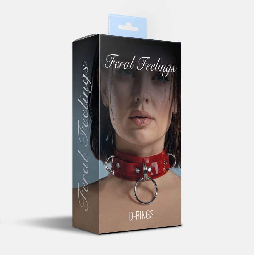 Ошейник для фиксации Feral Feelings - D-Rings Red фото 2