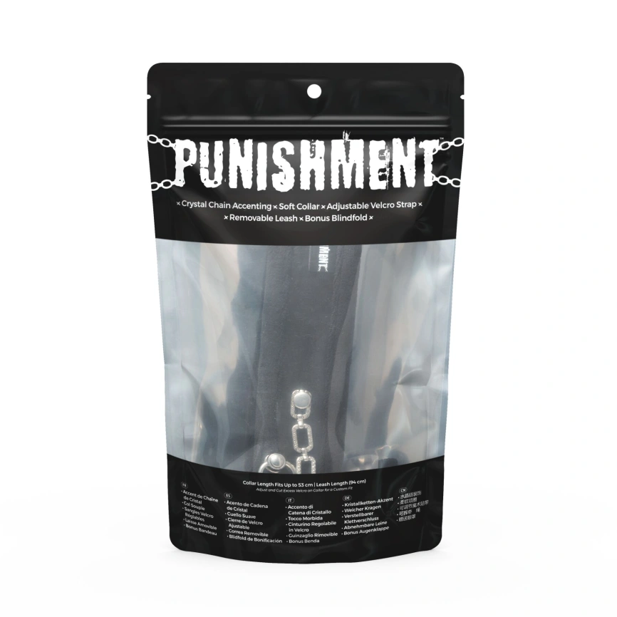Ошейник с поводком Punishment - Crystal Collar & Leash – Black фото 4