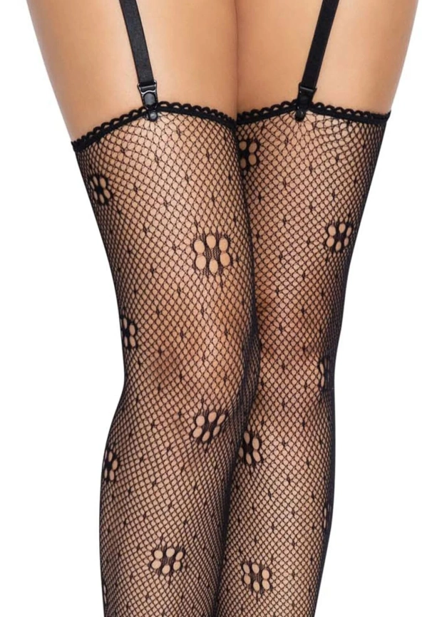 Чулки Leg Avenue Daisy Dot Fishnet Stockings One Size Black фото 4