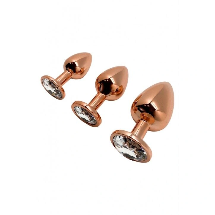 Металлическая анальная пробка Wooomy Tralalo Rose Gold Metal Plug Size L, диаметр 4 см, длина 9 см фото 4