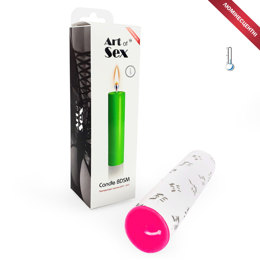 Рожева воскова свічка Art of Sex size M 15 см низькотемпературна, люмінесцентна фото 2