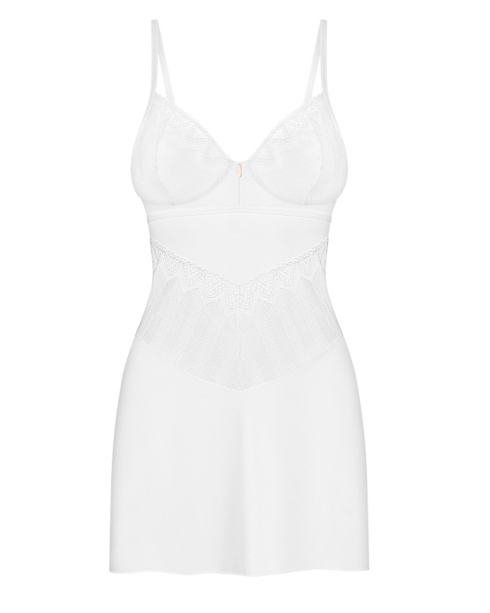 Пеньюар Obsessive Alissium chemise & thong, XL/2XL, мереживний ліф, стрінги в комплекті фото 4