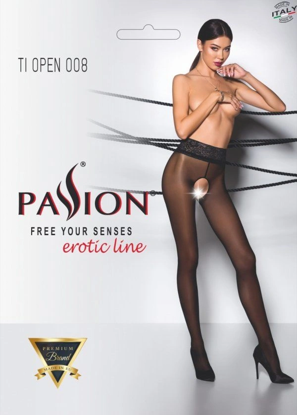 Эротические колготки Passion TIOPEN 008 1/2 (30 den), black, с вырезом фото 4