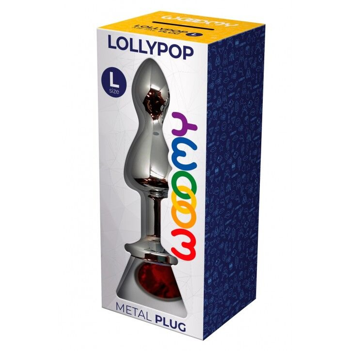 Металева анальна пробка Wooomy Lollypop Double Ball Metal Plug Red L діаметр 3,5 см, довжина 10,5 см фото 3