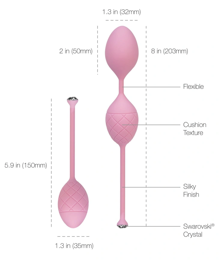 Роскошные вагинальные шарики PILLOW TALK - Frisky Pink с кристаллом, диаметр 3,2см, вес 49-75гр фото 8