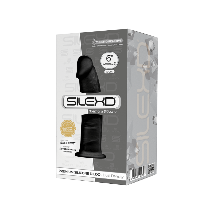 Фалоімітатор SilexD Robby Black (MODEL 2 size 6in), двошаровий, силікон + Silexpan, діаметр 3,5см фото 2