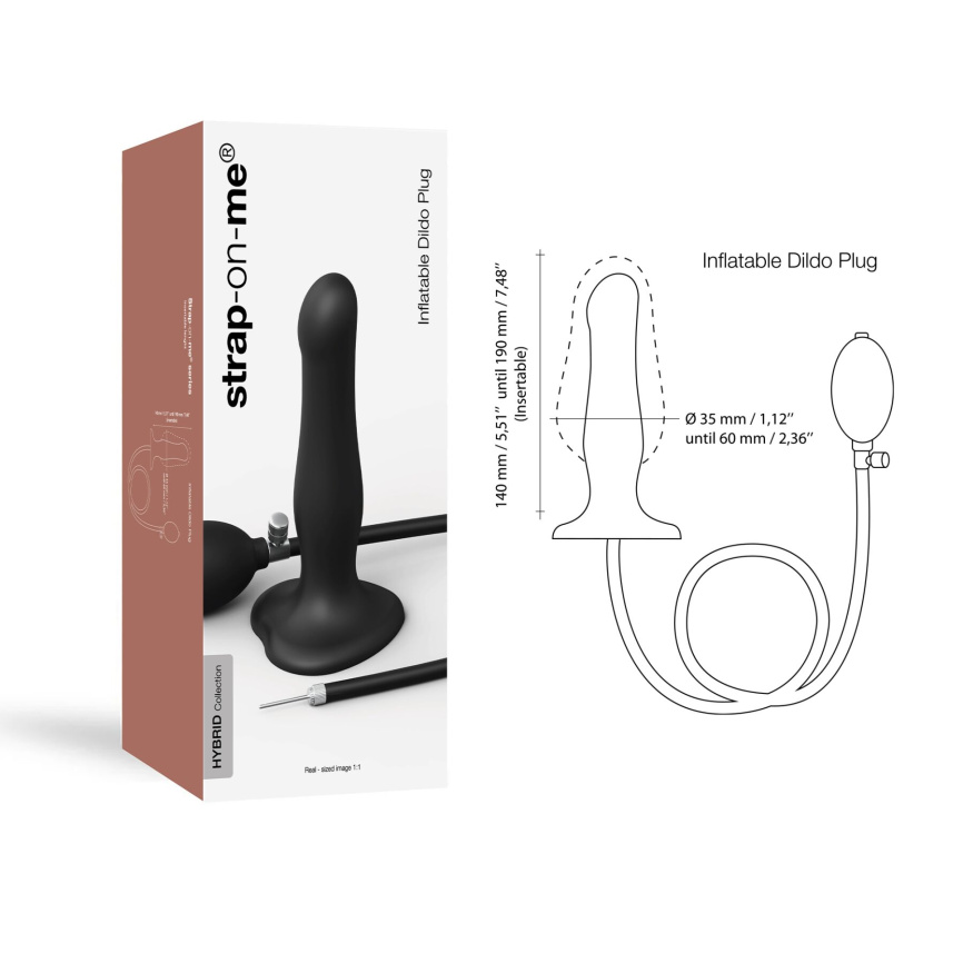 Надувний фалоімітатор Strap-On-Me INFLATABLE DILDO PLUG - NOIR, кулька всередині, діаметр до 6 см фото 3