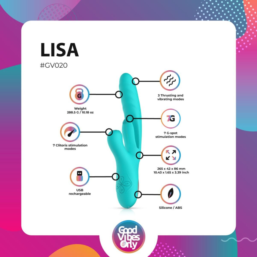 Вібратор-кролик Good Vibes Only - Lisa Thrusting Rabbit Vibrator with G-Spot Stimulator фото 12
