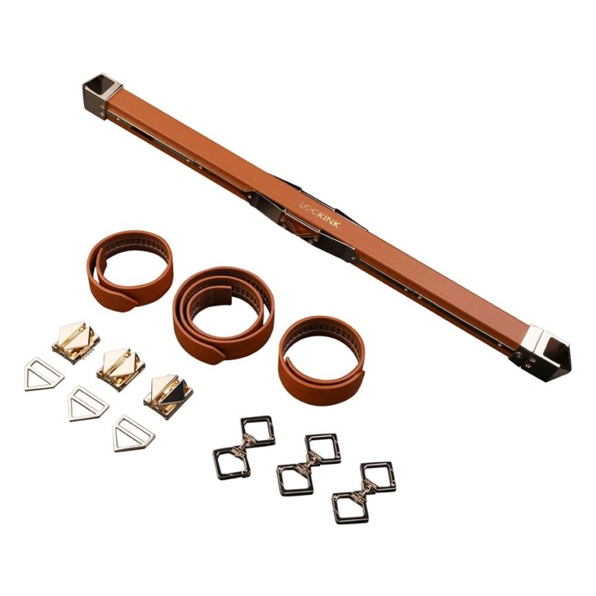 Фиксатор-распорка LOCKINK Adjustable Spreader Bar Set, коричневый, кожаный, ремни для шеи, рук/ног фото 2