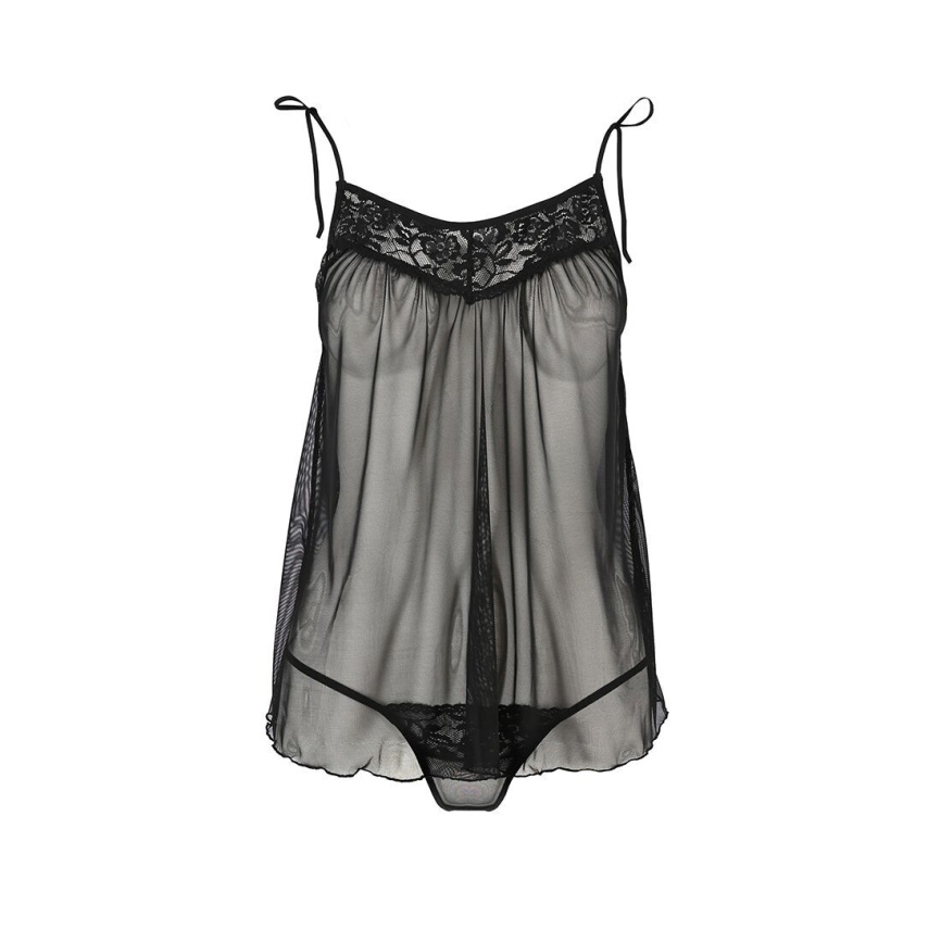 Сорочка прозора бебі дол Passion MELANIA CHEMISE S/M black (м'яте паковання!!!) фото 4
