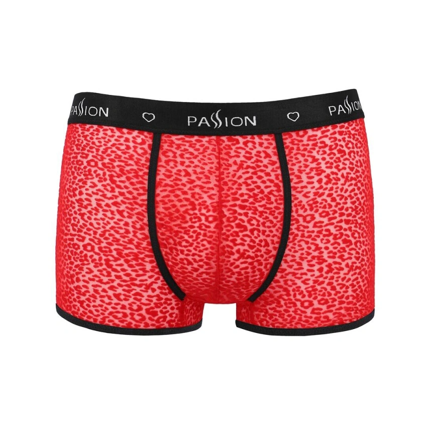 Мужские прозрачные боксеры Passion 046 SHORT PARKER S/M Red, сетка, под леопард фото 11